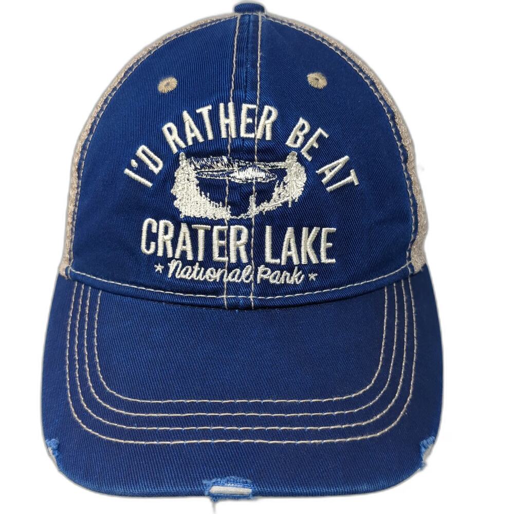 Ace USA Trucker Hat Blue One Size Crater Lake National Park Mesh Snapback Cap